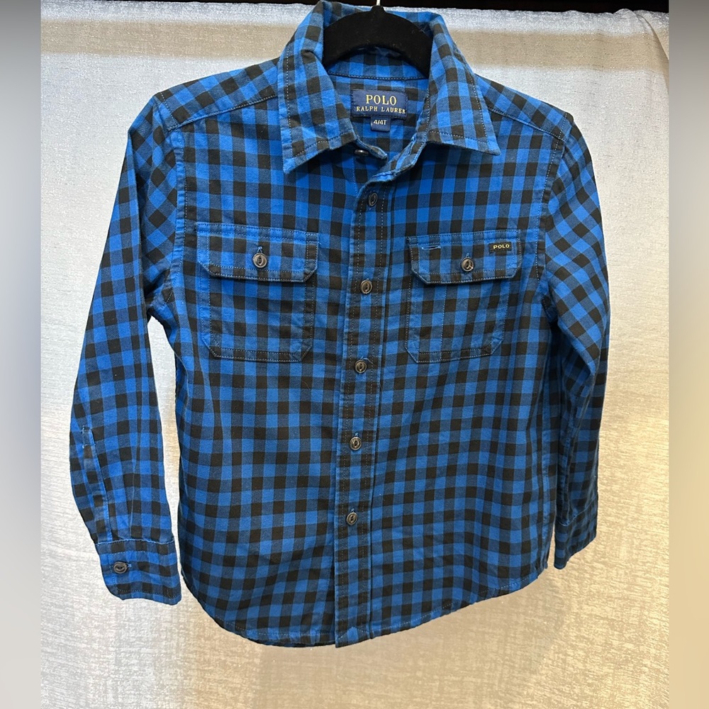 Boys Ralph Lauren Black and Blue Button Up